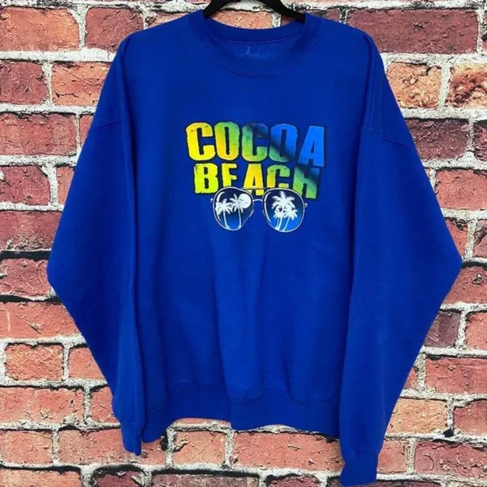 Cocoa Beach Florida FL Crew Neck Sweater Men Size XL Blue